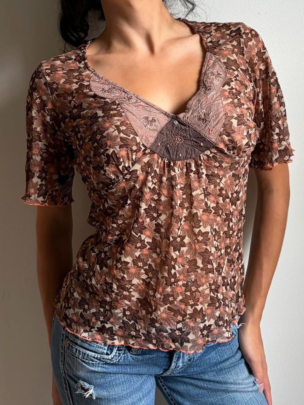InWear Floral Embroidered V-Neck Top